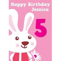 Rabbit 5th Birthday Card