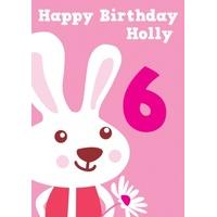 Rabbit 6th Birthday Card