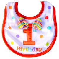 Rainbow First Birthday Fabric Boy Bib