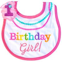 Rainbow First Birthday Fabric Girl Bib