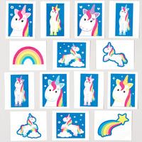 rainbow unicorn tattoos pack of 24