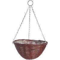Rattan Effect Brown Hanging Basket