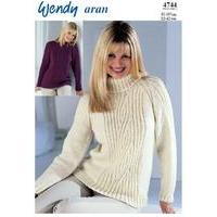 Raglan Sweater with Crew or Polo Neck in Wendy Aran (4744) Digital Version