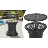 Rattan Table Cooler With Ice Bucket Compartment