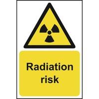 radiation risk self adhesive sticky sign 200 x 300mm