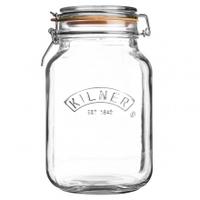 Rayware Kilner Square Clip Top Jar 1.5L, 1.5 Litre Square Cliptop Jar, Single Jar