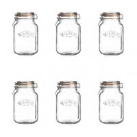 Rayware Kilner Square Clip Top Jar 2.0L, 2 Litre Square Cliptop Jar, 6 Pack