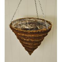 Rattan and Corn Rope Cone Hanging Basket (35cm) by Gardman