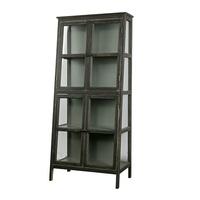 Rayton Wooden Slanted Display Cabinet In Black With 4 Doors