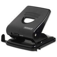 rapesco 827 2 hole metal punch black pf827ab1