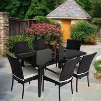Rattan Home Furniture Garden Set with Rectangular Table and 6 Chairs