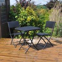 Rattan Effect Table and 2 Chairs Bistro Set