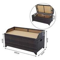 Rattan Bench Storage Cushion Chest Box