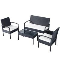 Rattan Garden Furniture 4 piece in Black