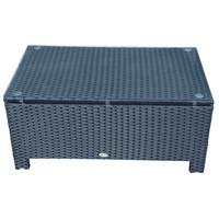rattan coffee table with iron frame tempered glass