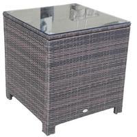 Rattan Garden Furniture Side Table with Tempered Glass