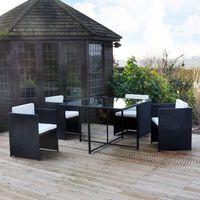 Rattan Effect Cube Table and 4 Chairs Garden Set