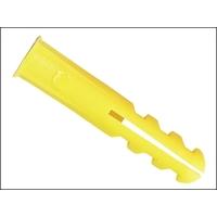 Rawlplug Plastic Plugs Yellow 50 x 20 Screw Sizes 4-10