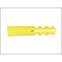 Rawlplug Yellow Plastic Plugs Screw Sizes 4-10, 10 x Box of 100