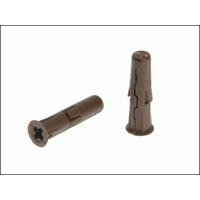 Rawlplug Brown Uno Plugs Pack of 1000 7mm x 30mm