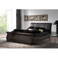 ramano real leather sleigh bed