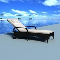 rattan sun bed black with castors