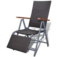 Rattan Garden Furniture Chair Brown Aluminium Frame Footrest