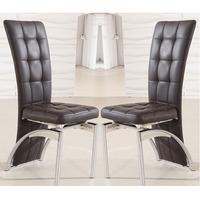 Ravenna Dining Chair In Brown Faux Leather in A Pair