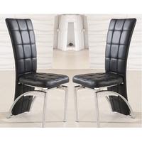 Ravenna Dining Chair In Black Faux Leather in A Pair