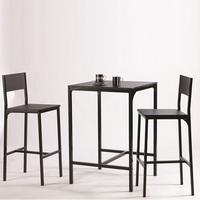 radius modern bistro table set in black with 2 chairs