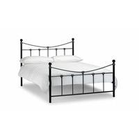 Ramy 135cm Metal Bed In Satin Black With Antique Gold Highlights