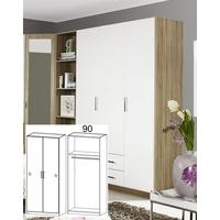 Rauch Samos Sonoma Oak with High Polish White 2 Door Wardrobe - W 91cm H 210cm (In Stock)