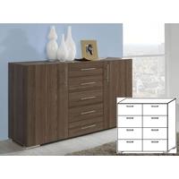 Rauch Mavi Base Stirling Oak Carcase and Front 8 Drawer Chest with Chrome Coloured Feet and Rounded Handle (In Stock)