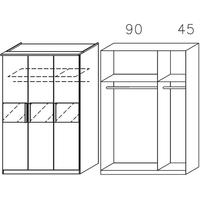 Rauch Narbonne Havana Oak and Basalt Glass 3 Door Wardrobe with Cornice - W 136cm x H 212cm (In Stock)