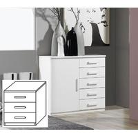 Rauch Narbonne Havana Oak Carcase with Basalt Glass Applications 3 Drawer Bedside Cabinet (In Stock)