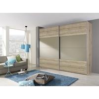 rauch beluga base sliding wardrobe front with matt glass overlay