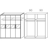 Rauch Narbonne Havana Oak and Basalt Glass 4 Door Wardrobe with Cornice - W 181cm x H 212cm (In Stock)