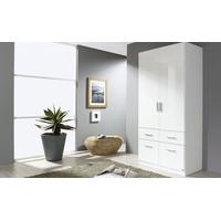 Rauch Celle Alpine White with White High Gloss 2 Door 4 Drawer Combi Wardrobe - W 91cm x H 197cm (In Stock)