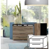 Rauch Steffen Manila 2 Drawer Bedside Cabinet - Sanremo Oak Dark Carcase and Front with Black Matt - C45938 (In Stock)