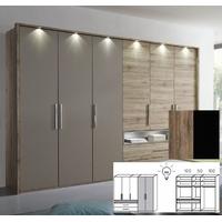 Rauch Steffen Manila 5 Function Door 2 Drawer Wardrobe - W 250cm with Sanremo Oak Dark Carcase and Front with Black Matt - C45938 (In Stock)