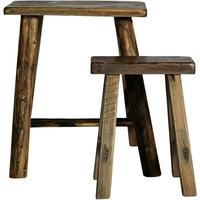 Raw Wooden Stool with 2 Sections