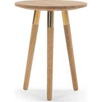 Range Side Table, Solid Oak and Brass