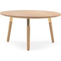 range round coffee table solid oak and brass