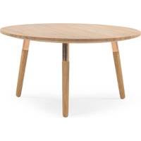 range round coffee table solid oak and copper