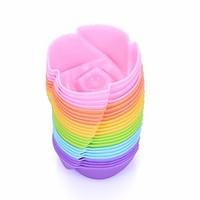 random color set of 12 reusable and non stick silicone baking cups cup ...