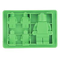 (Random color)1Pc Silicone Candy Ice Cube Trays Building Bricks and Little Man Robot Bar Mold Shapes