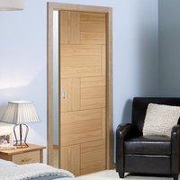 Ravenna Oak Flush Panel Fire Pocket Door is 1/2 Hour Fire Rated