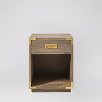 Raleigh Bedside Table in Sandblasted Grey & Brass