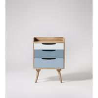 Randall bedside cabinet in white wash & blue
