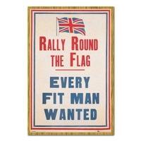 Rally Round The UK Flag Patriotic Poster Oak Framed - 96.5 x 66 cms (Approx 38 x 26 inches)